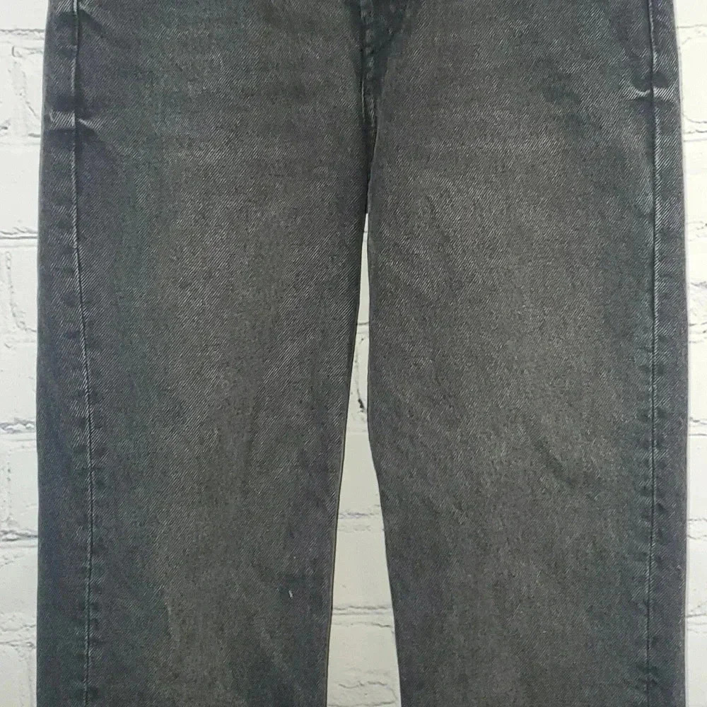 Zara Women's Relaxed Baggy Fit Button Up Black Non Distressed  Unhem Jeans Sz 2 - Picture 3 of 12